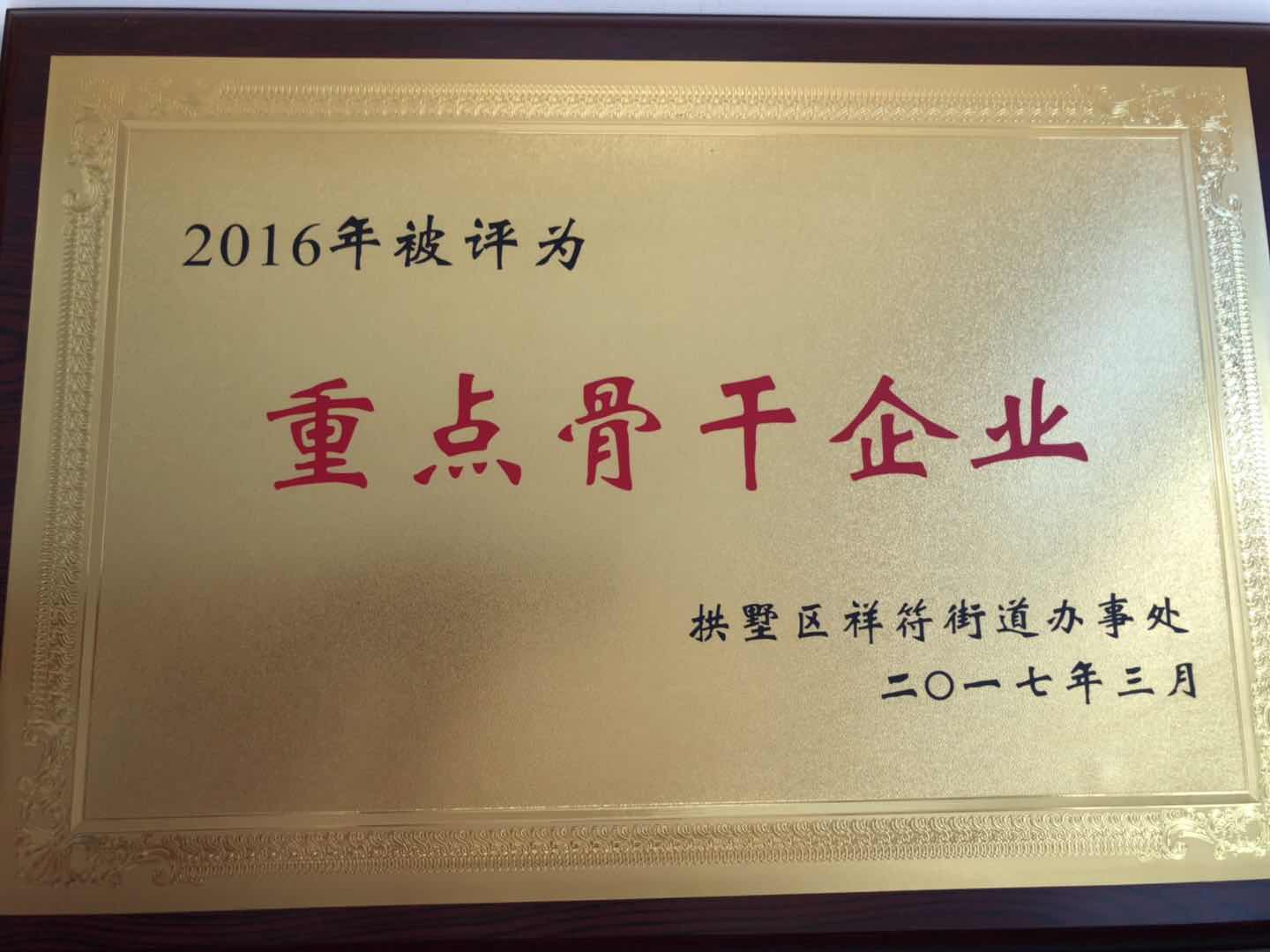 2016年度拱墅區(qū)重點骨干企業(yè)